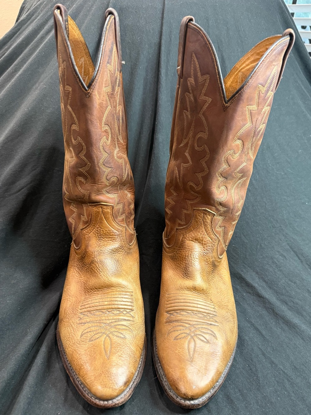 Dan Post Two-Tone Brown Leather Cowboy Boots
